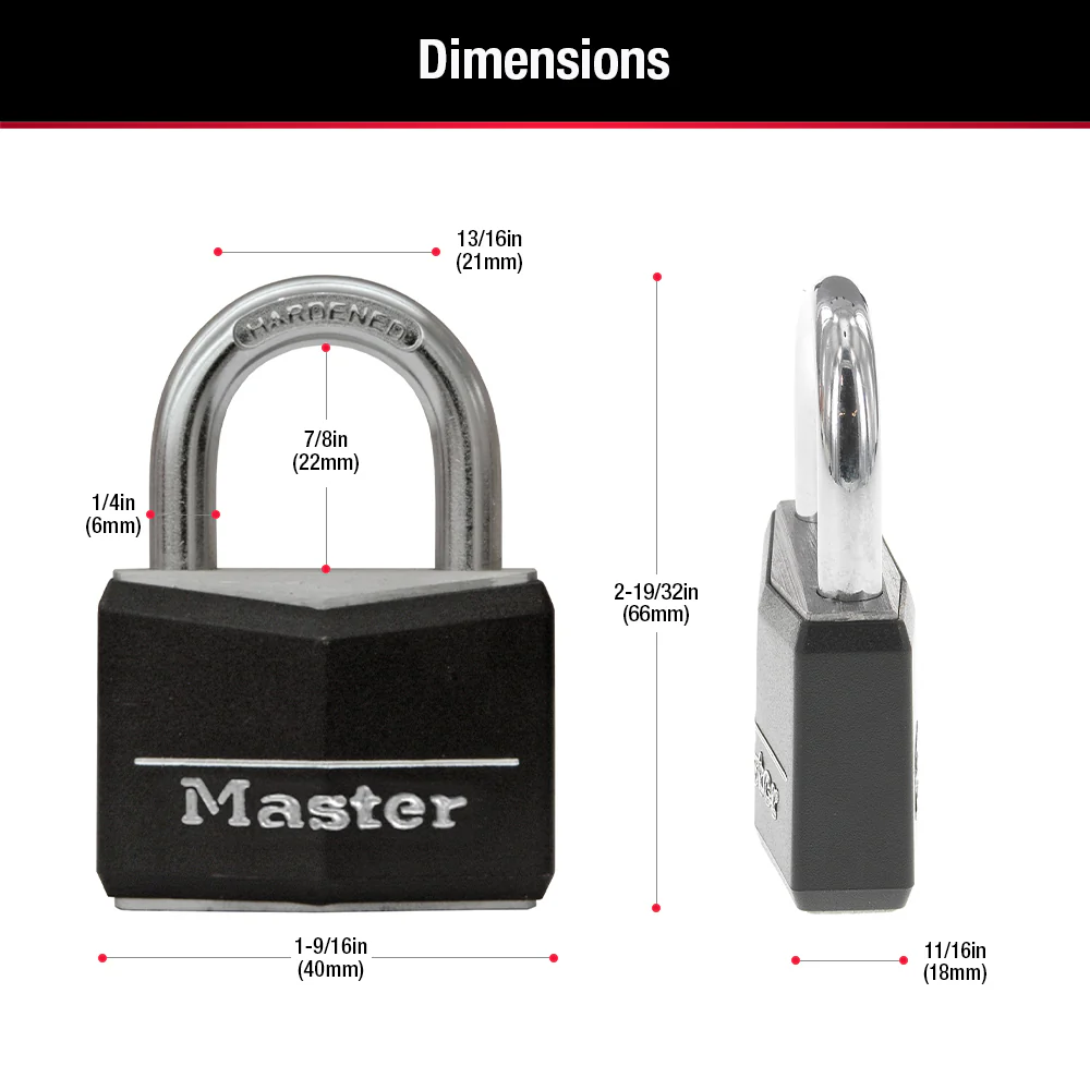 Vinyl-Covered Solid Body Padlock, 1-9/16 in Wide - Image 6