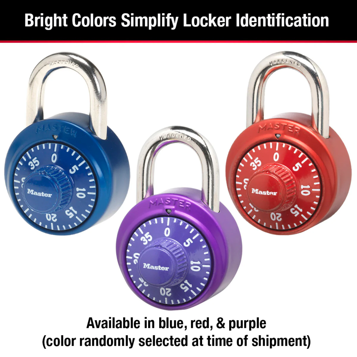 Standard Dial Combination Lock Locker Lock, Assorted Colors, 1-9/16 in Wide, 2-Pack - Image 6