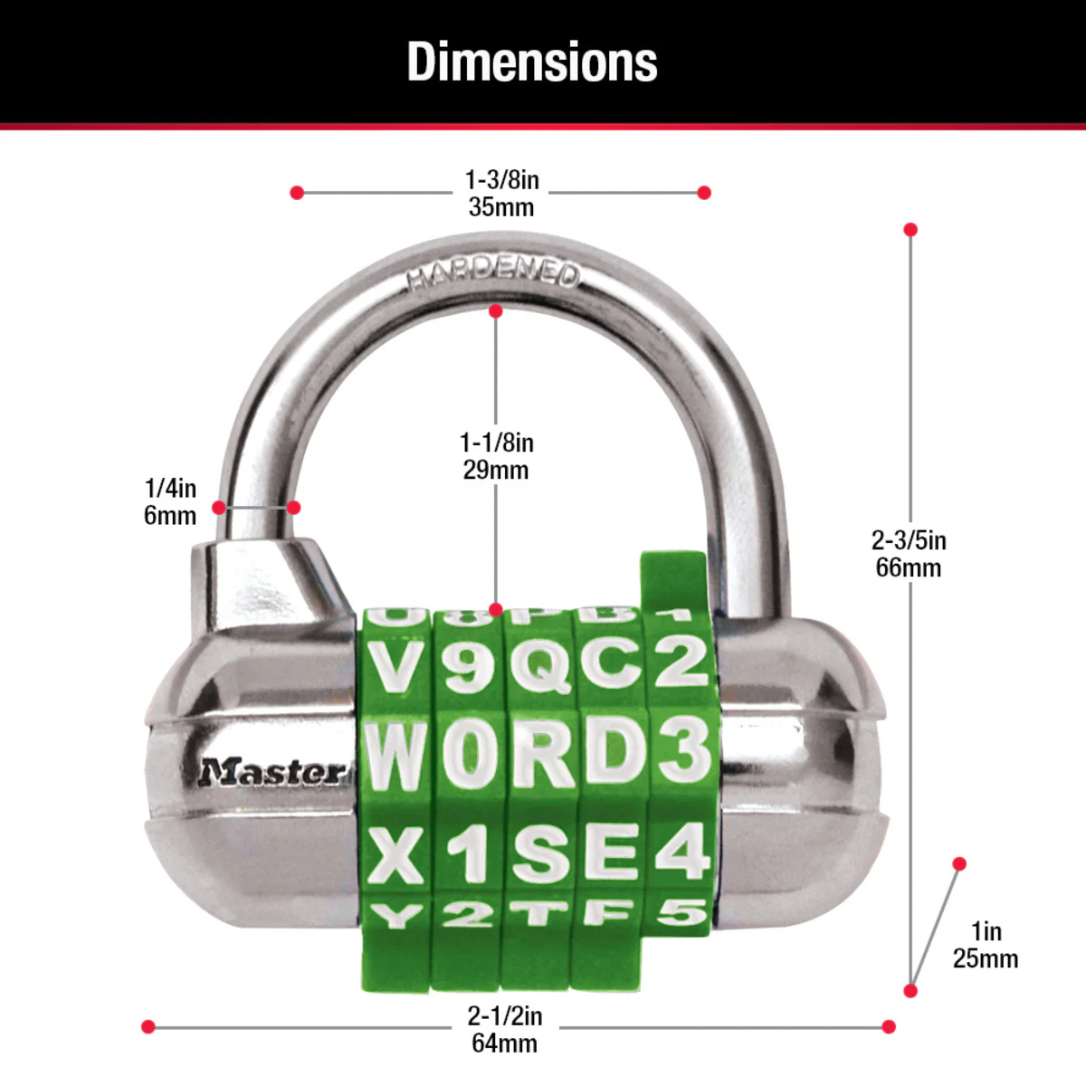 WORD Combination Lock with Interchangeable Dials, Assorted Colors, 2-1/2 in Wide - Image 10