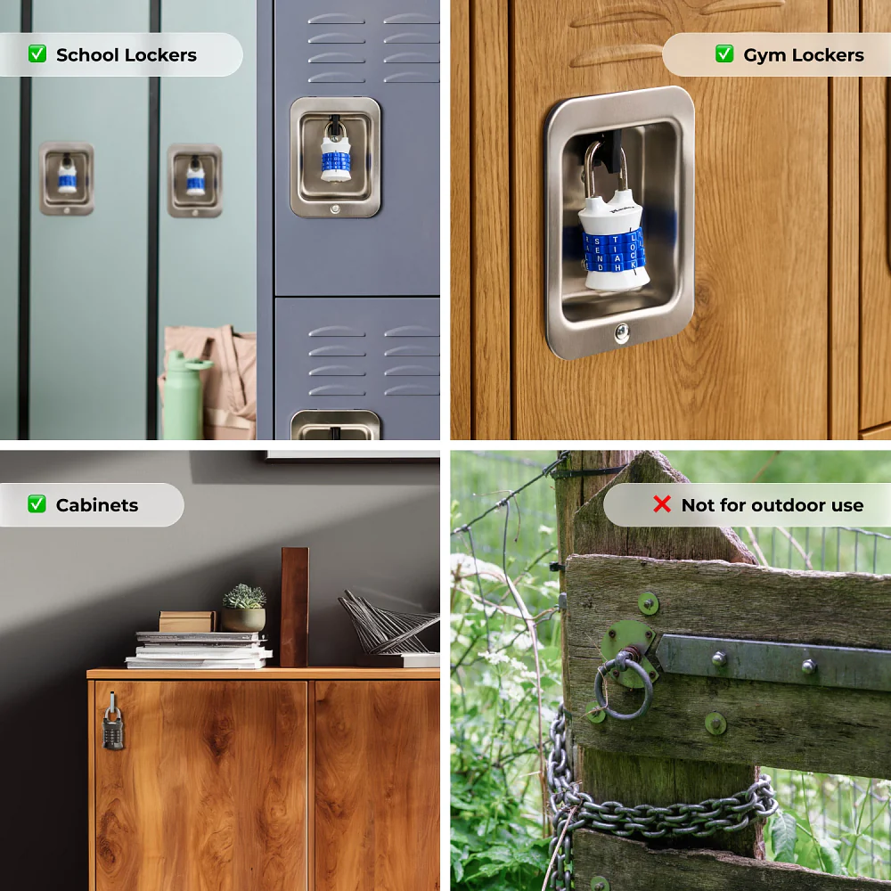 WORD Combination Lock, Assorted Colors, 1-1/2 in Wide - Image 5