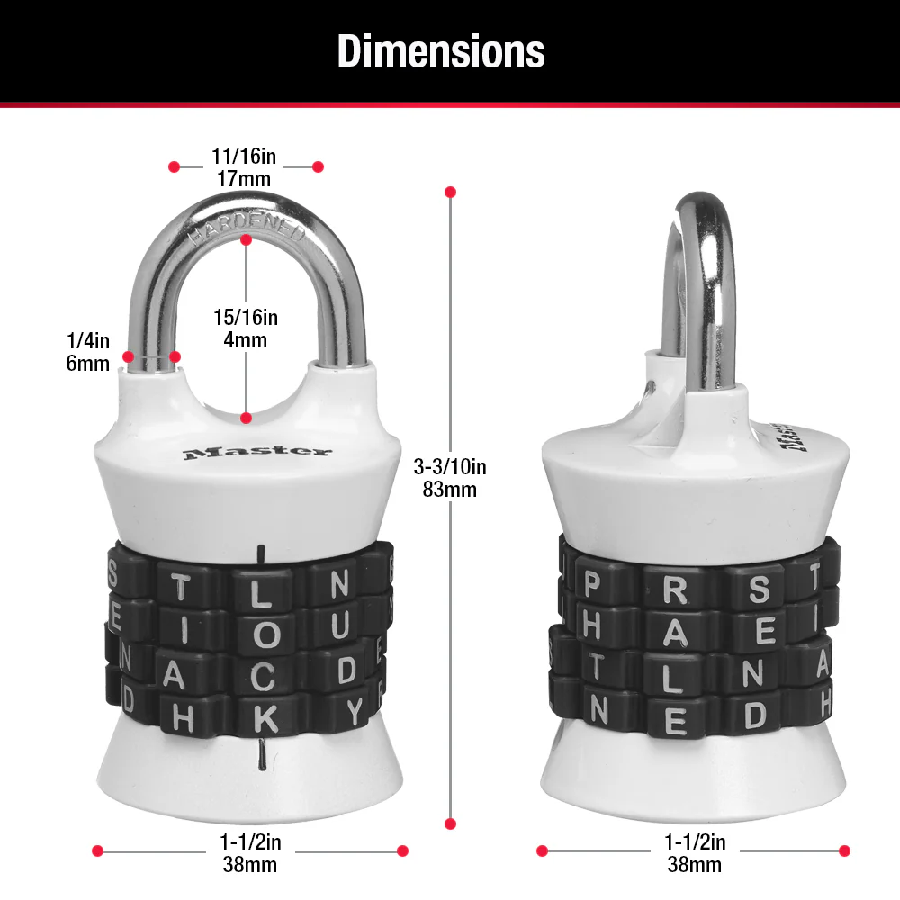 WORD Combination Lock, Assorted Colors, 1-1/2 in Wide - Image 8