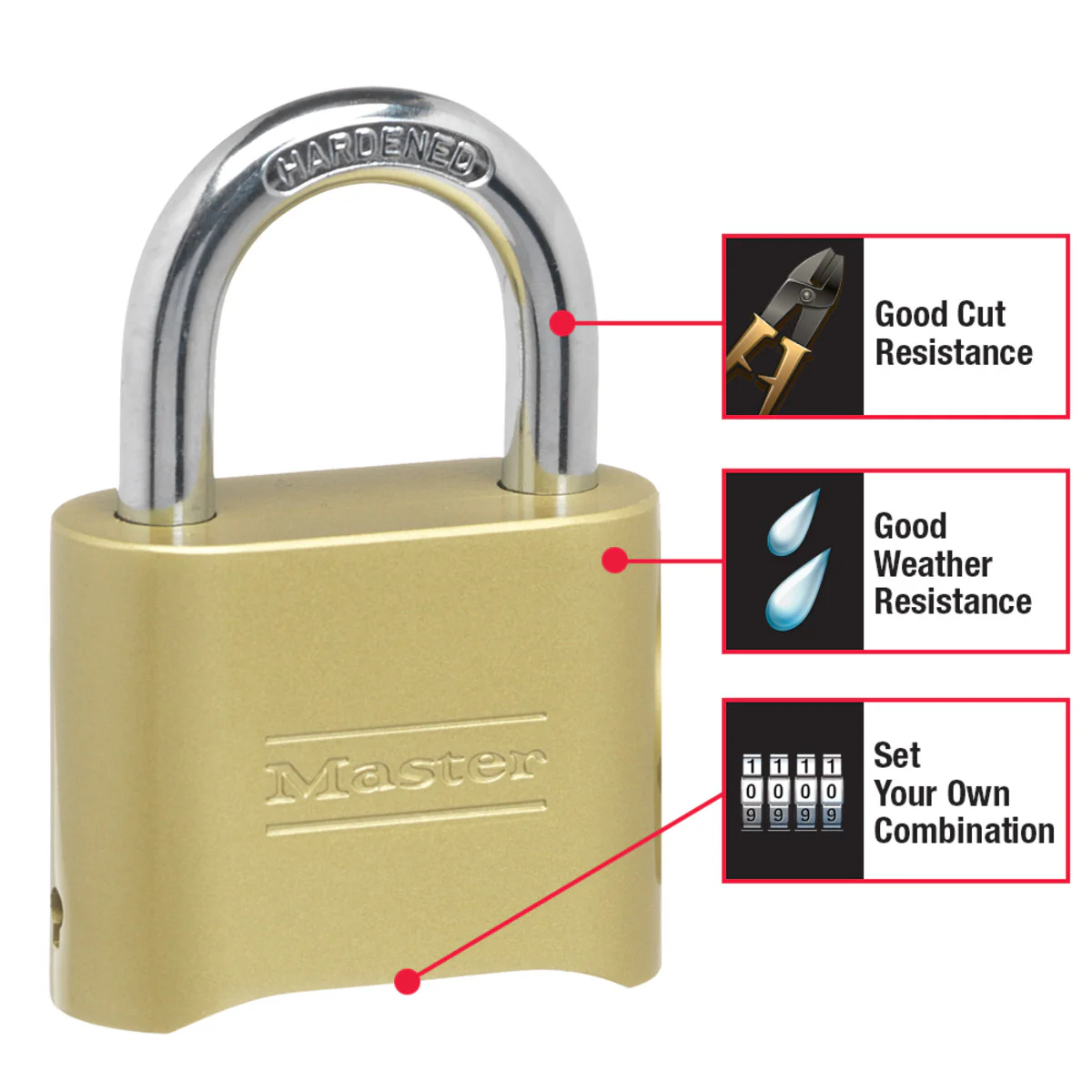 Bronze Solid Body Combination Lock, 2 in Wide - Image 6