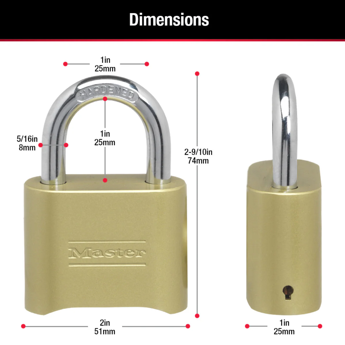 Bronze Solid Body Combination Lock, 2 in Wide - Image 9