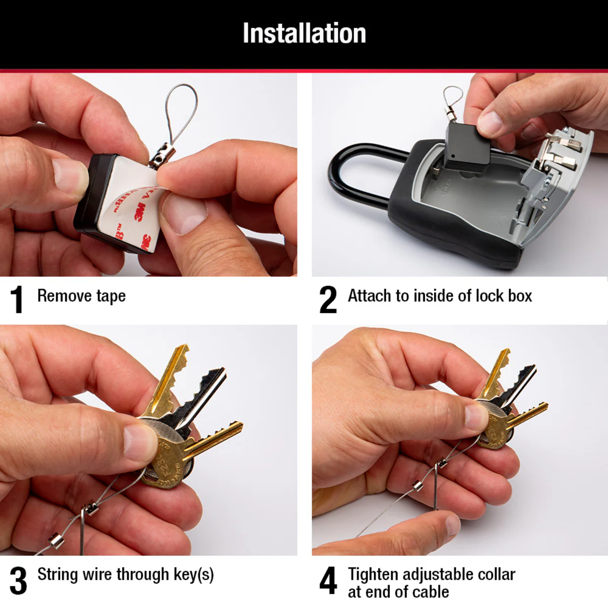 Retractable Key Tether for Lock Boxes, Retractable Steel Cable, 36 in - Image 5