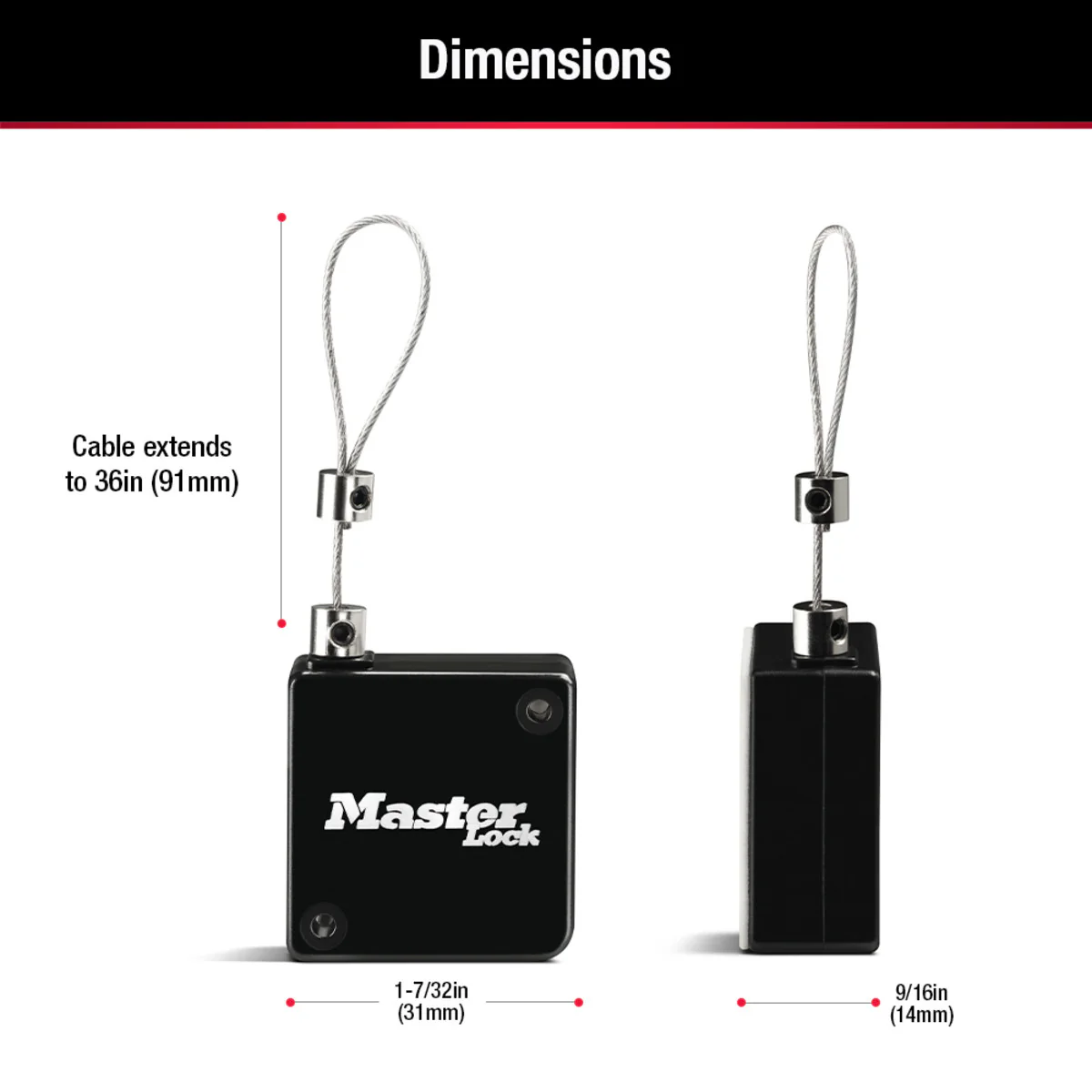 Retractable Key Tether for Lock Boxes, Retractable Steel Cable, 36 in - Image 6