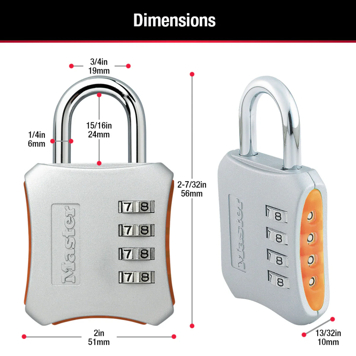 Large Set Your Own Combination Lock, 2 in Wide - Image 7