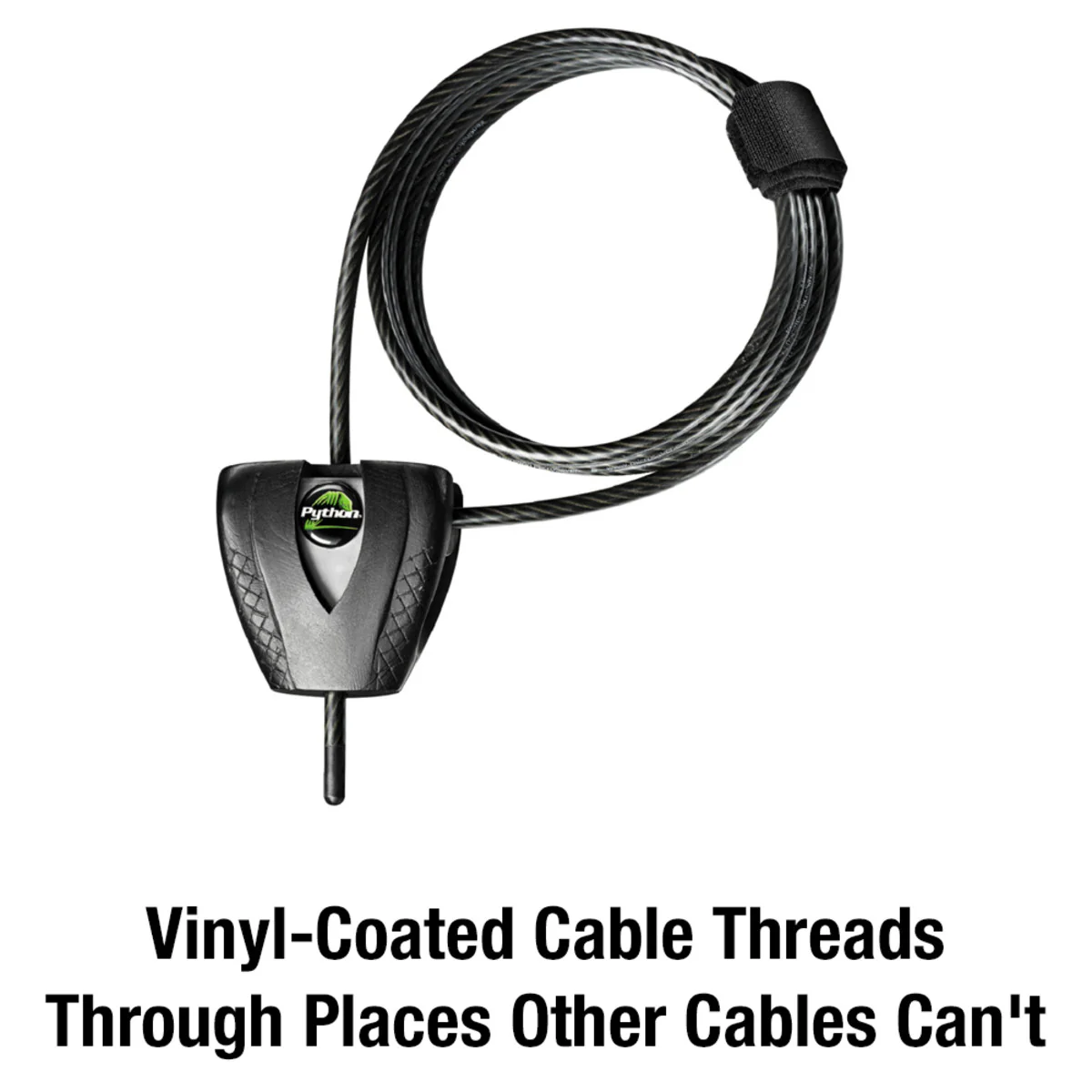 Silver/Black Adjustable Python Braided Steel Cable Lock, 6 ft x 3/16 in - Image 5