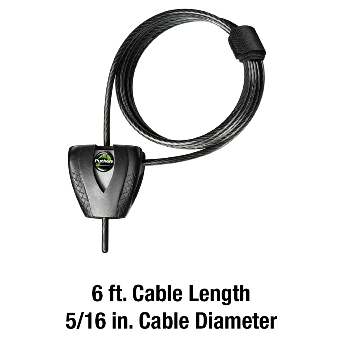 Silver/Black Adjustable Python Braided Steel Cable Lock, 6 ft x 3/16 in - Image 7