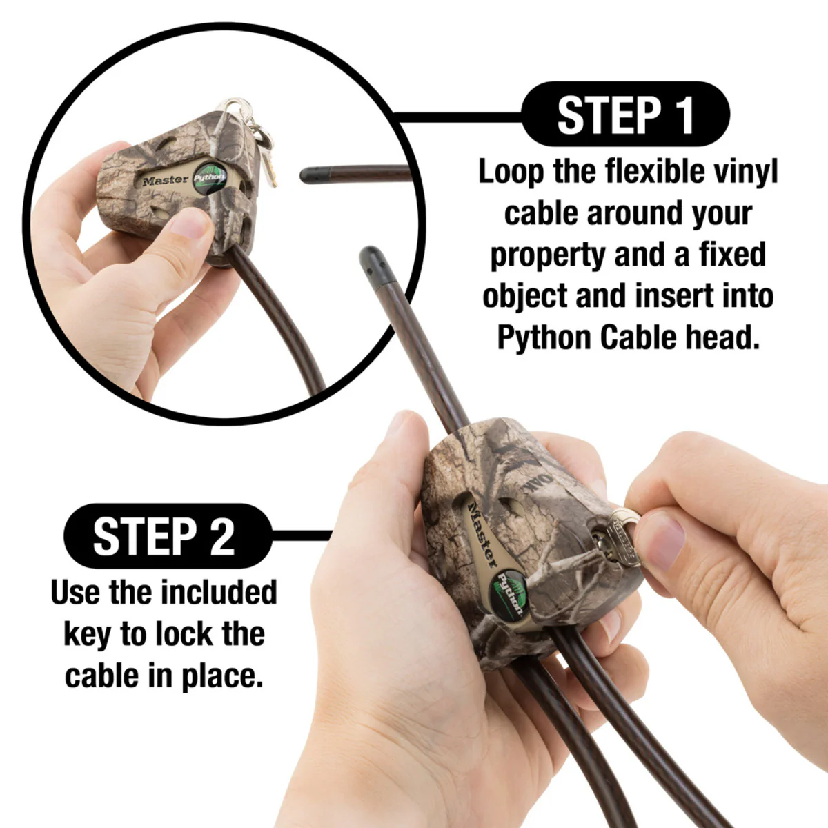 Adjustable Cable Lock, Mossy Oak® Blaze Python™ Lock, 6 ft x 5/16 in - 2-Pack - Image 10