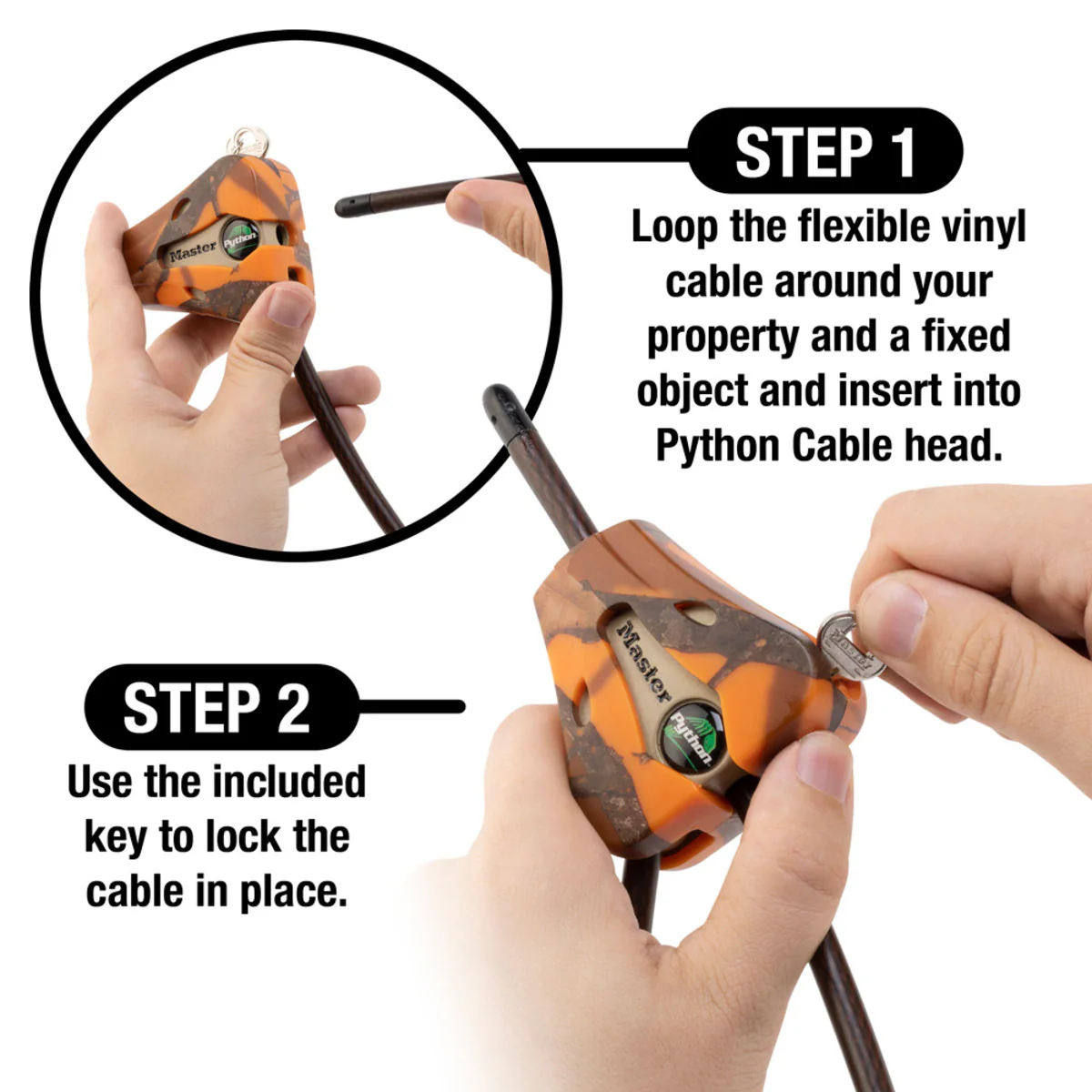 Adjustable Cable Lock, Mossy Oak® Blaze Python™ Lock, 6 ft x 5/16 in - 2-Pack - Image 4