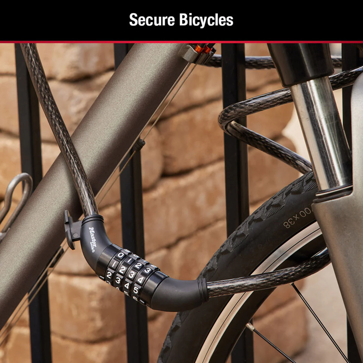 Combination Braided Steel Cable Lock, 5 ft x 1/2 in - Image 3