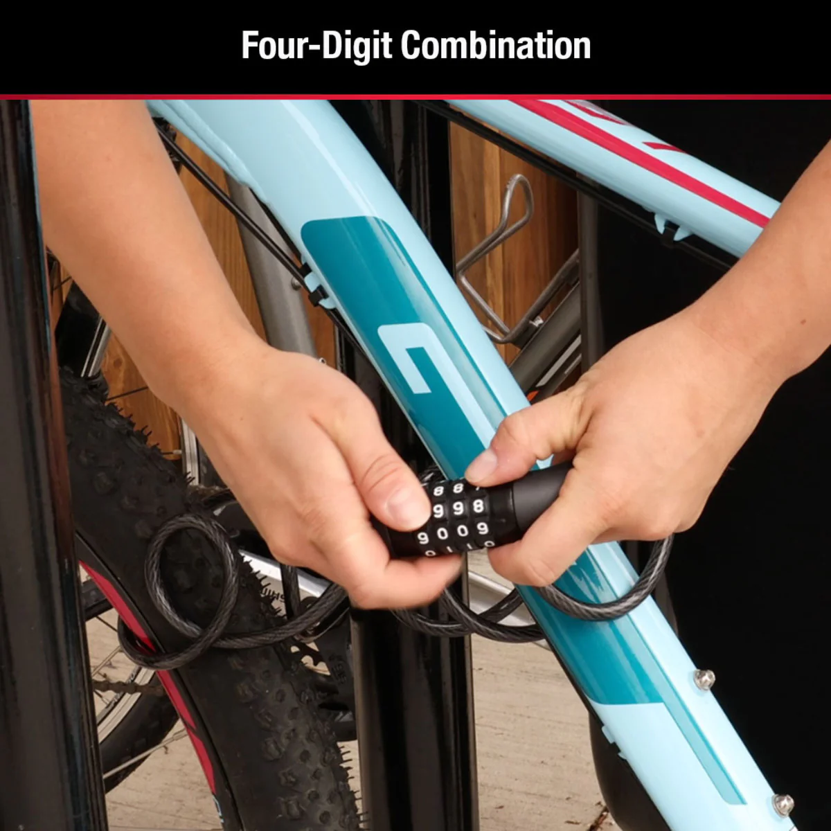 Combination Braided Steel Cable Lock, 5 ft x 1/2 in - Image 4