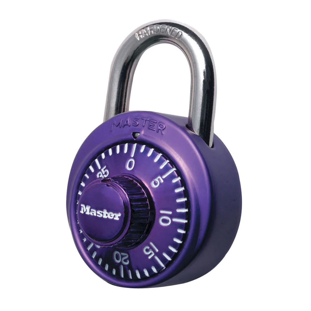Purple Dial Combination Lock with Aluminum Cover, 1-7/8 in Wide