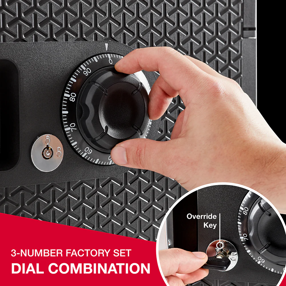 Fireproof and Waterproof Safe with Dial Combination and Override Key FPW082KSB - Image 5