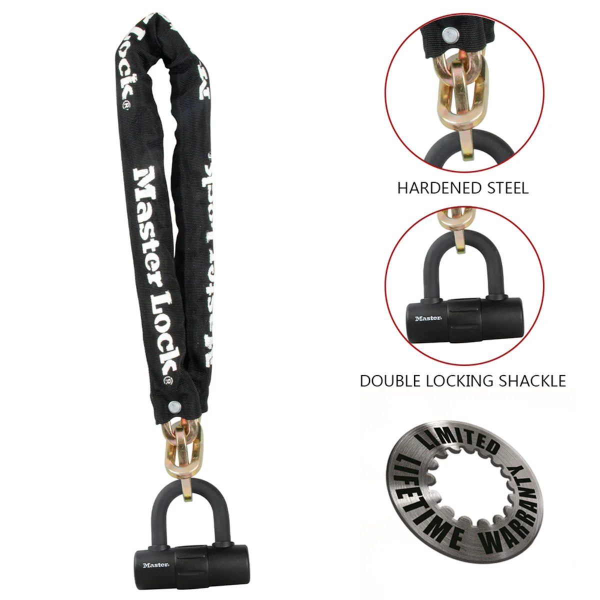 Hardened Steel Bike Lock Chain with Mini U–Lock, 3 ft x 10 mm - Image 2