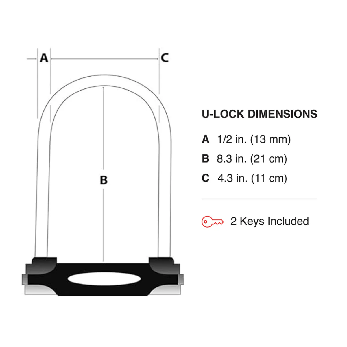 Heavy Duty Hardened Steel U-Lock, 6 in Wide, 8-1/4 in Shackle - Image 5