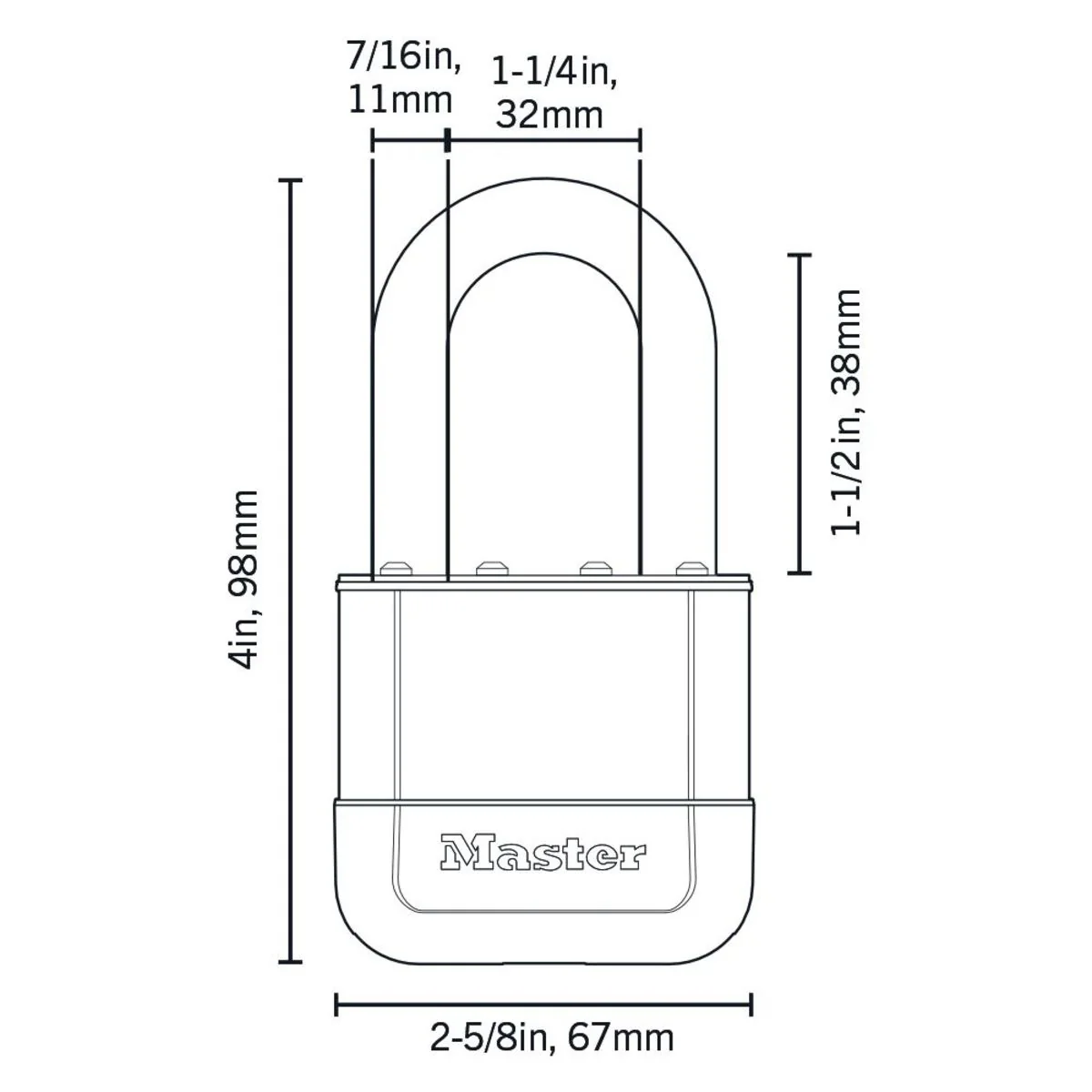 Master Lock Elite™ Heavy Duty Lock with Hardened Boron Steel Shackle, 2-5/8 in. wide, 1-1/2 in. Shackle - Image 7