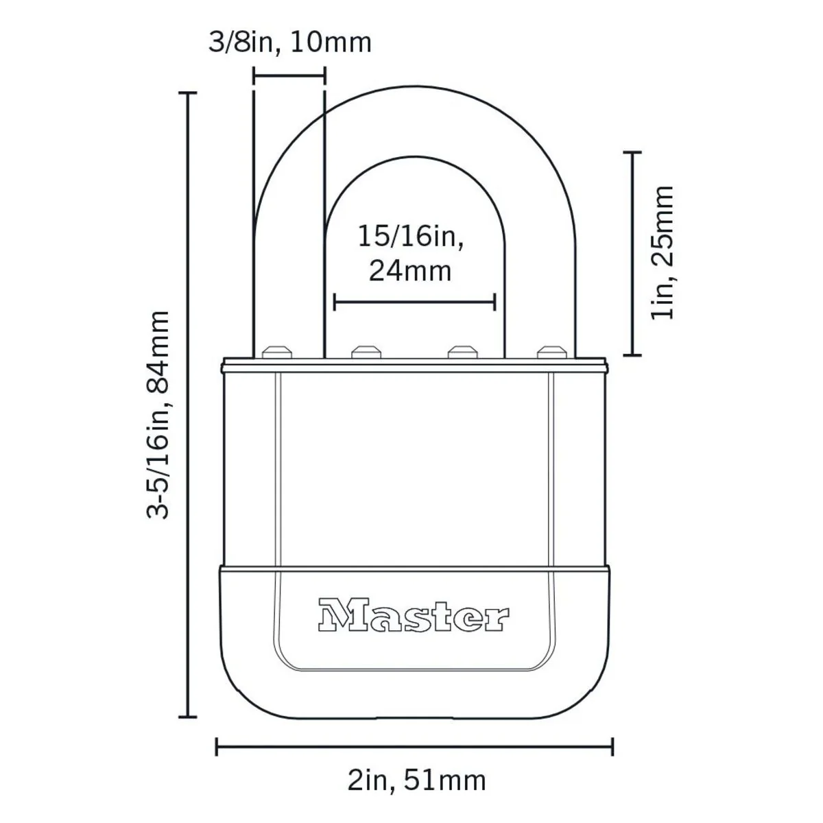 Master Lock Elite™ Heavy Duty Lock with Hardened Boron Steel Shackle, 2 in. wide - Image 14