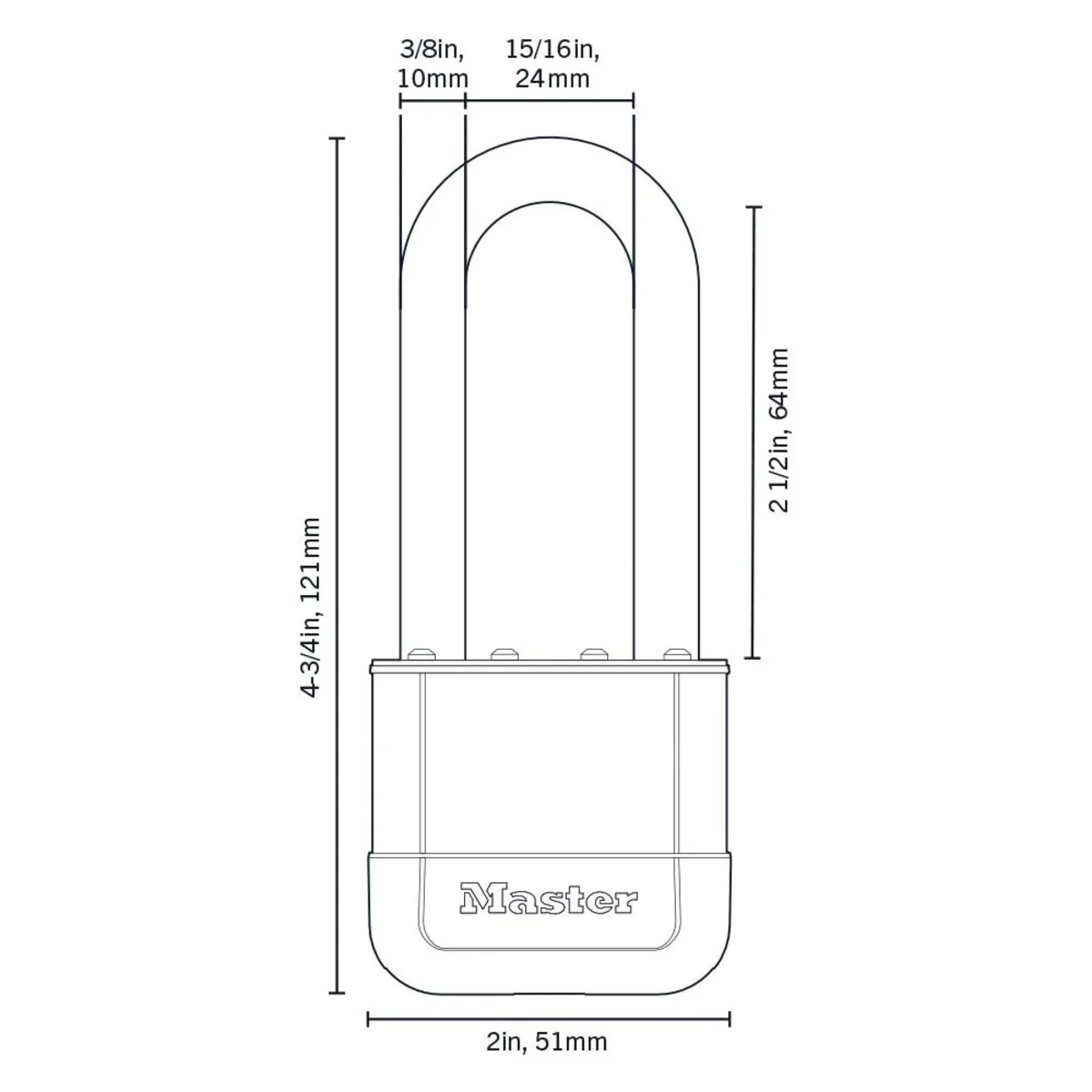Master Lock Elite™ Heavy Duty Lock with Hardened Boron Steel Shackle, 2 in. wide - Image 15