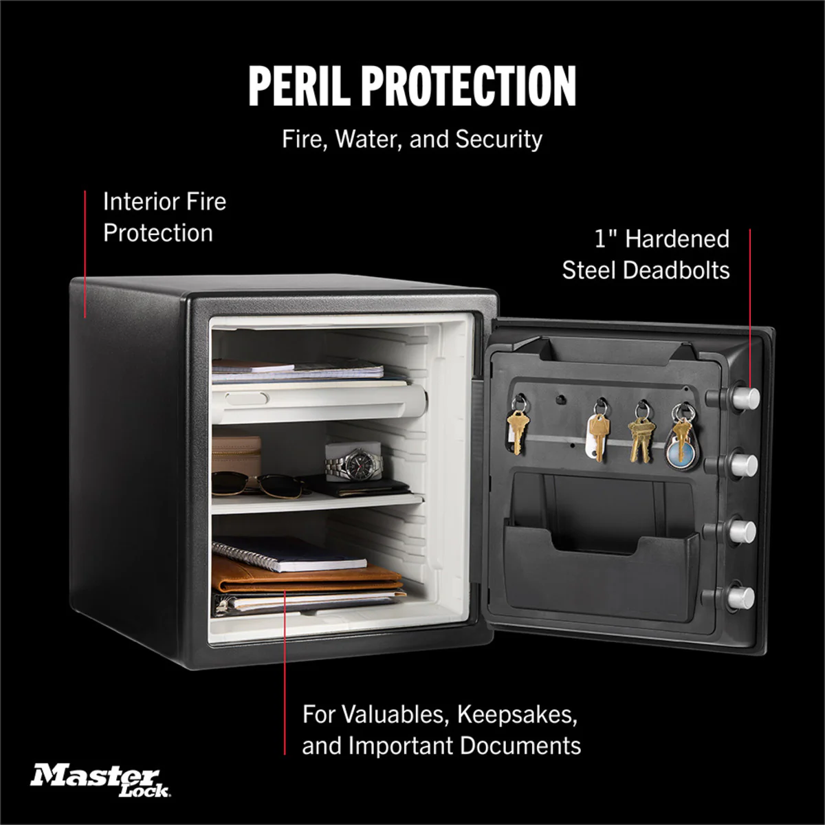 Master Lock Black Premium 2-Hour Fireproof Safe with Combination Dial, 1.2 cu-ft - Image 5
