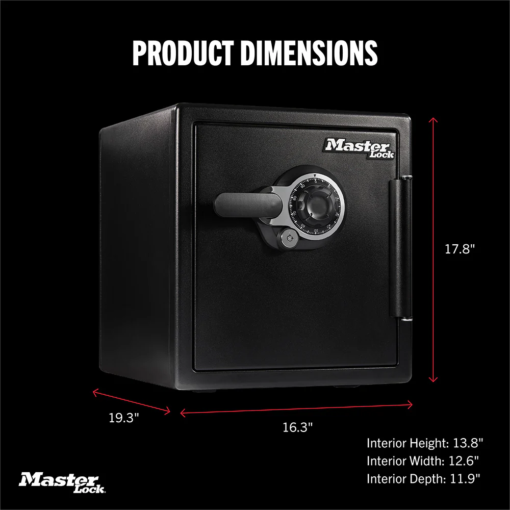 Master Lock Black Premium 2-Hour Fireproof Safe with Combination Dial, 1.2 cu-ft - Image 8