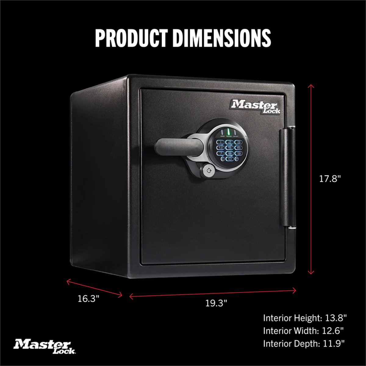 Master Lock Black Premium 2-Hour Fireproof Safe with Digital Keypad, 1.2 cu-ft - Image 8