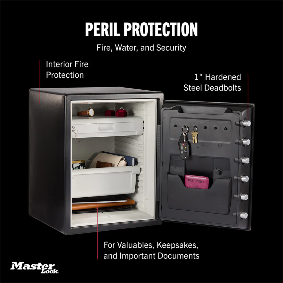 Master Lock Black Premium 2-Hour Fireproof Safe with Digital Keypad, 2.0 cu-ft - Image 5